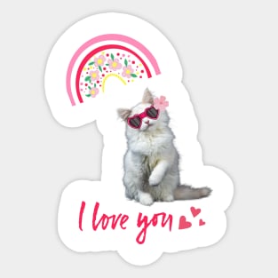 Rainbow Cat Love Sticker